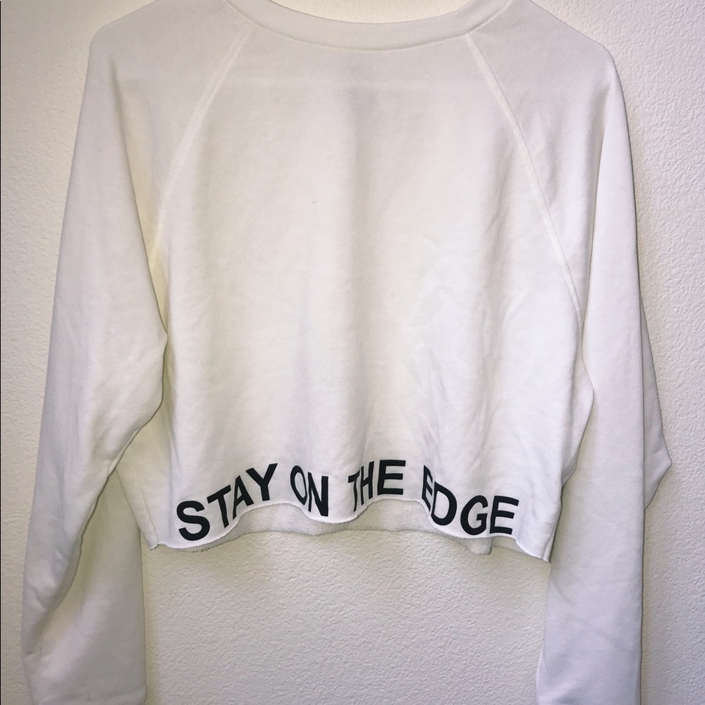 white cropped sweater